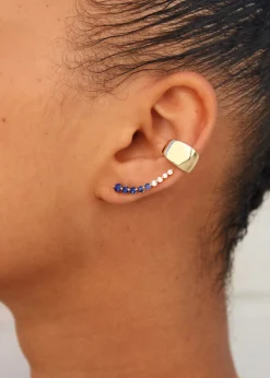 Cheap FLOATING DIAMOND AND BLUE SAPPHIRE EARRING Floating
