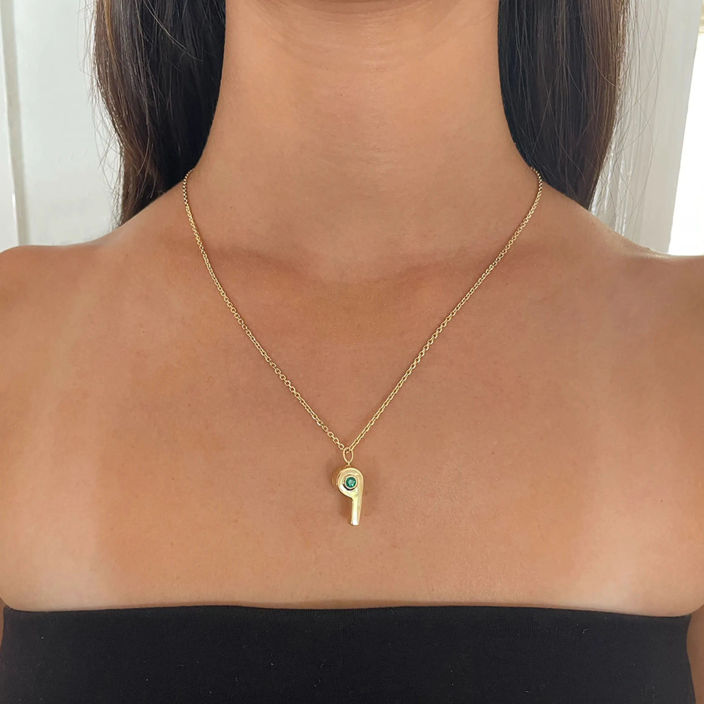 Hot GOLD AND COLOMBIAN EMERALD BABY WHISTLE Pendants