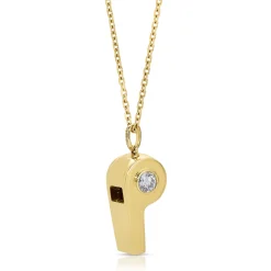 Shop GOLD AND ROUND DIAMOND BABY WHISTLE Pendants