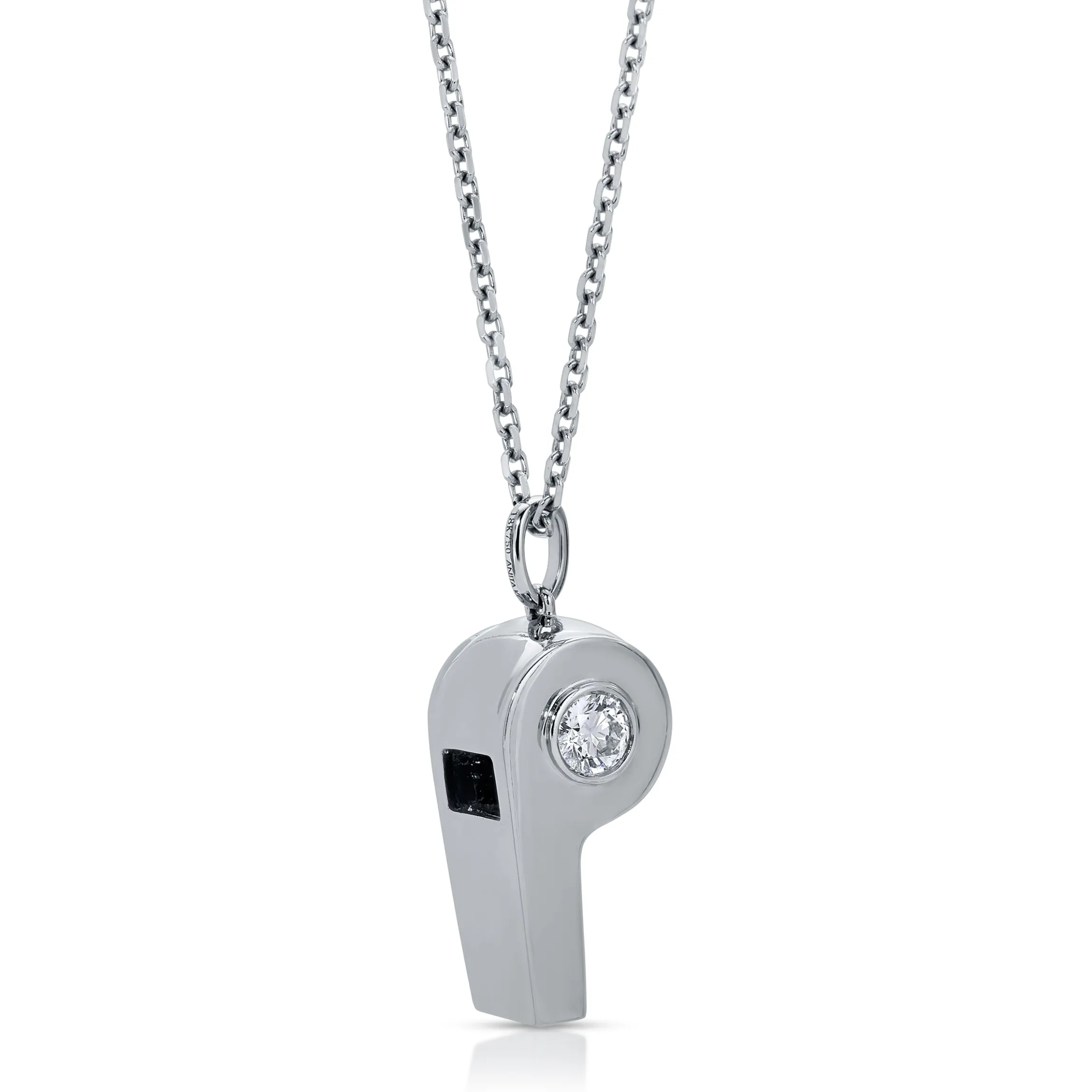 Shop GOLD AND ROUND DIAMOND BABY WHISTLE Pendants