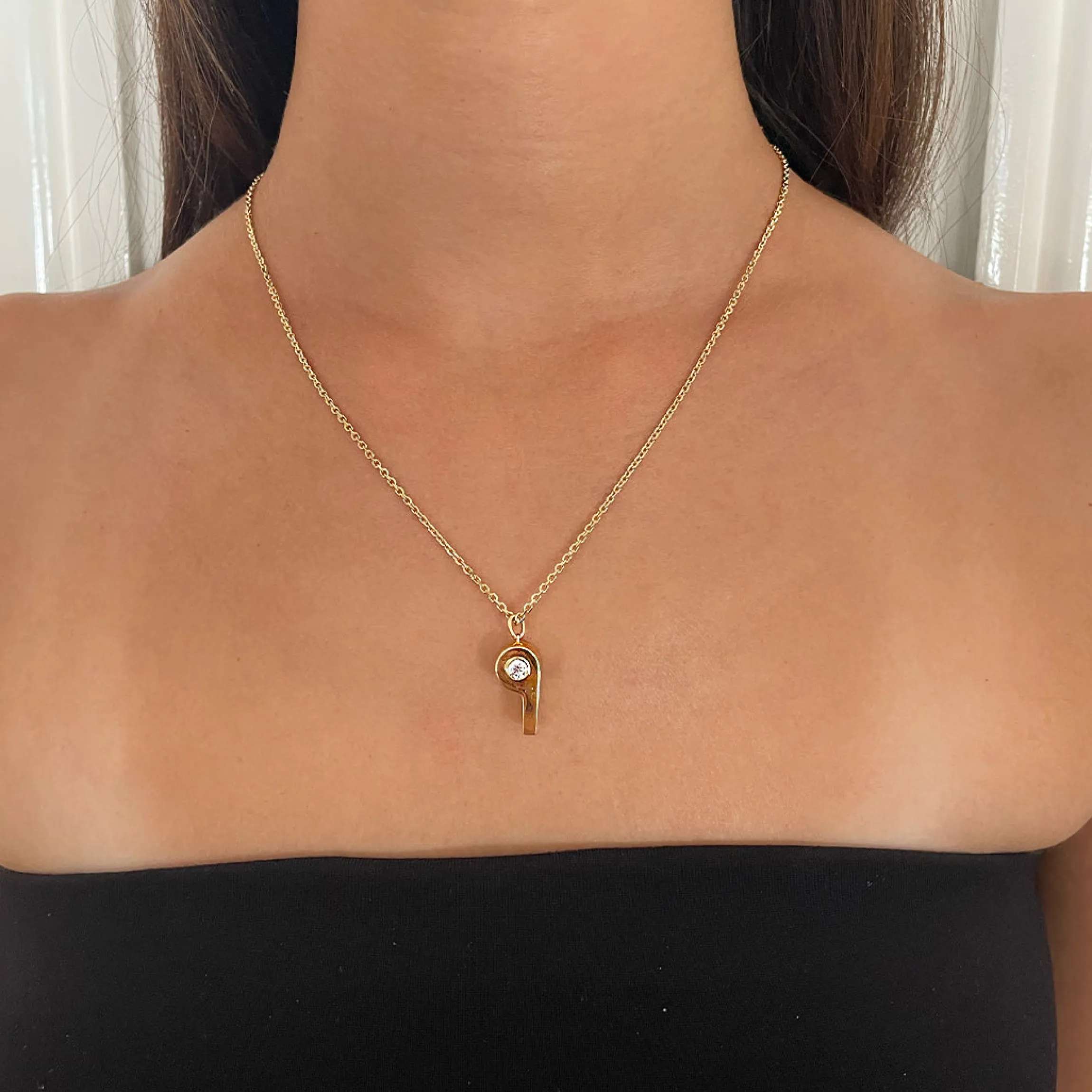 Shop GOLD AND ROUND DIAMOND BABY WHISTLE Pendants
