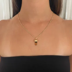 Shop GOLD AND ROUND DIAMOND BABY WHISTLE Pendants