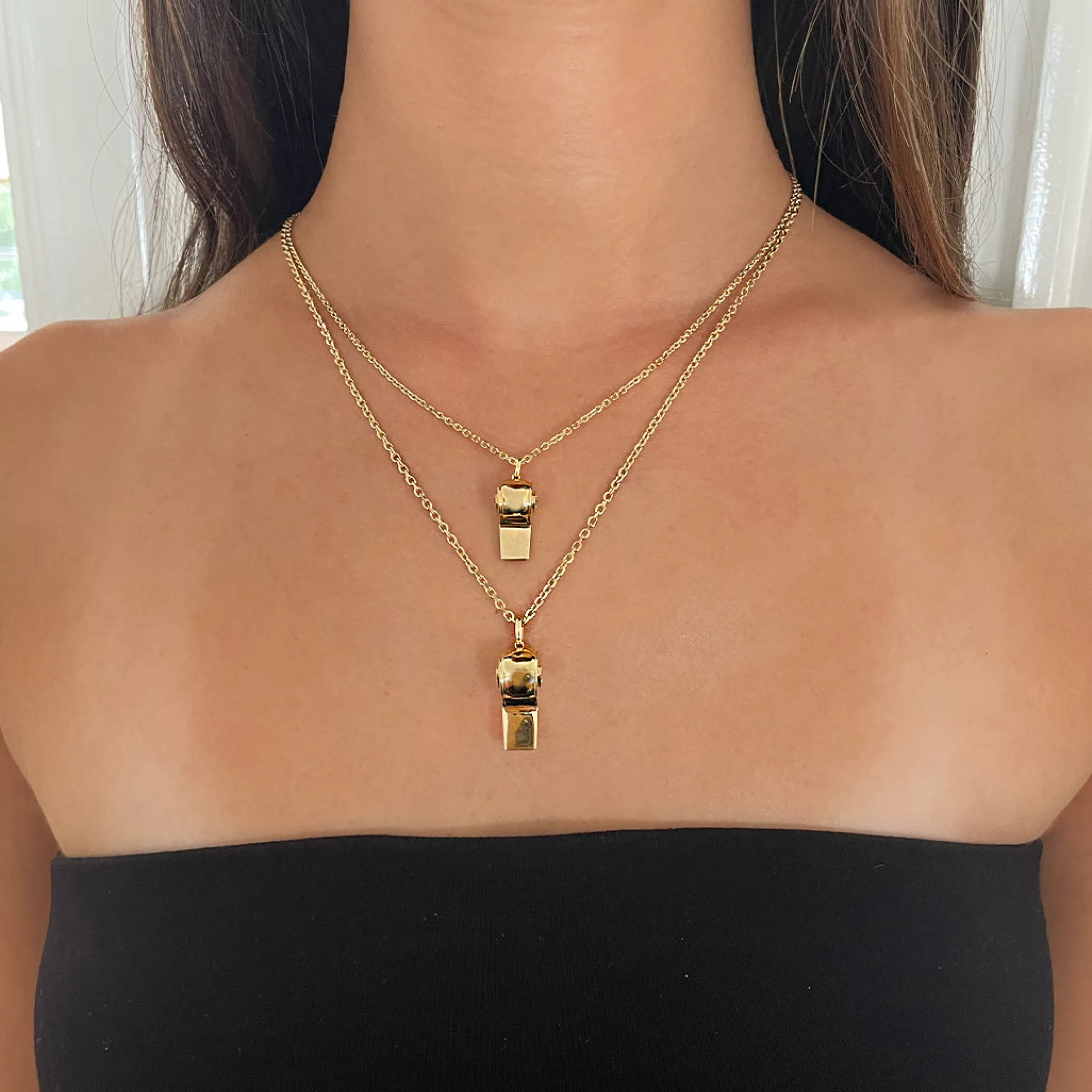 Shop GOLD AND ROUND DIAMOND BABY WHISTLE Pendants