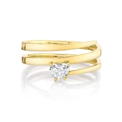 Clearance GOLD COIL RING WITH HEART DIAMOND POINT Coil