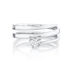 Clearance GOLD COIL RING WITH HEART DIAMOND POINT Coil