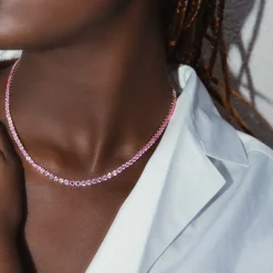 Hot GRADUATED PINK SAPPHIRE HEPBURN CHOKER One Of A Kind