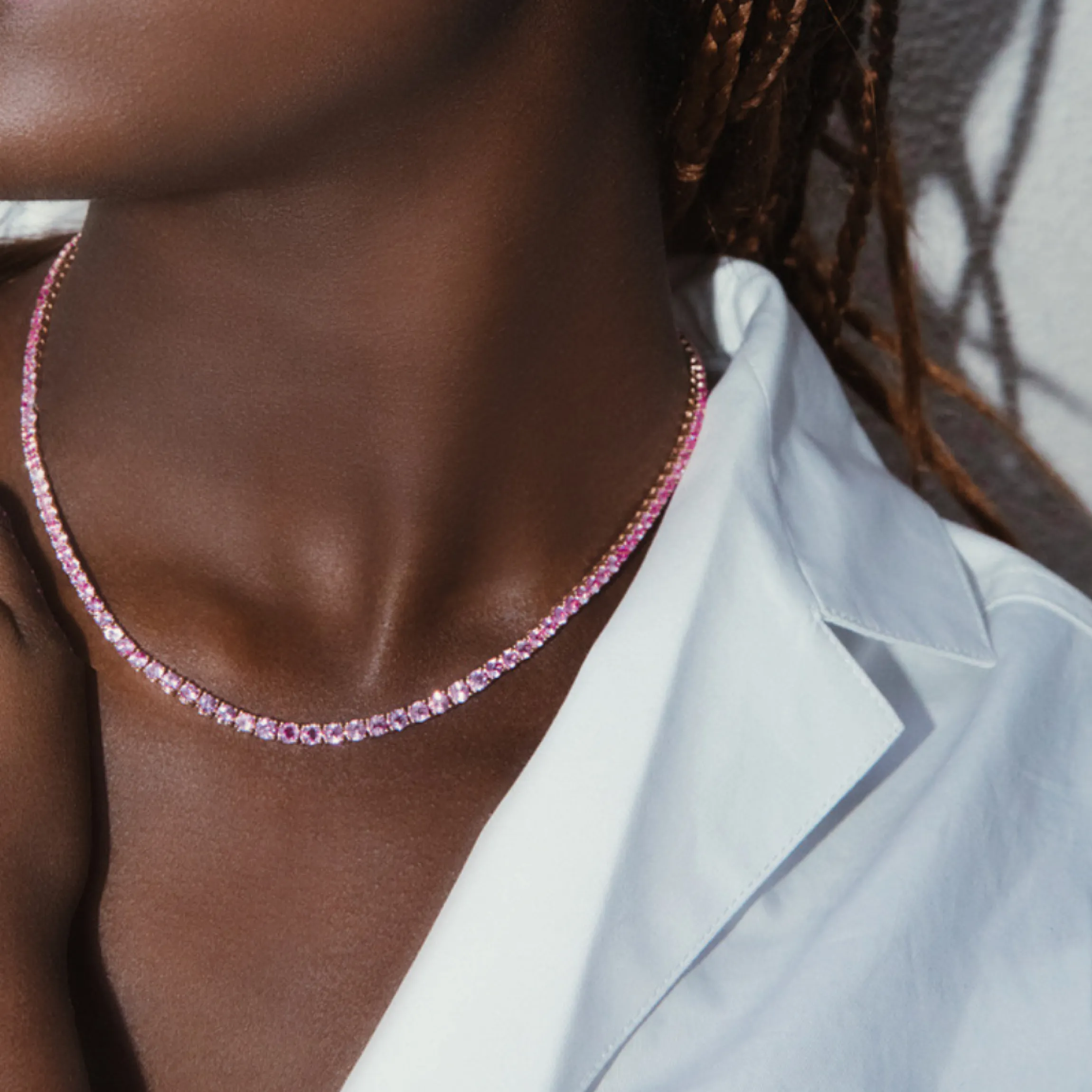 Hot GRADUATED PINK SAPPHIRE HEPBURN CHOKER One Of A Kind