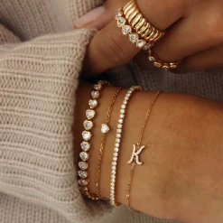 Online HEART SHAPE DIAMOND CHAIN BRACELET Chain Link