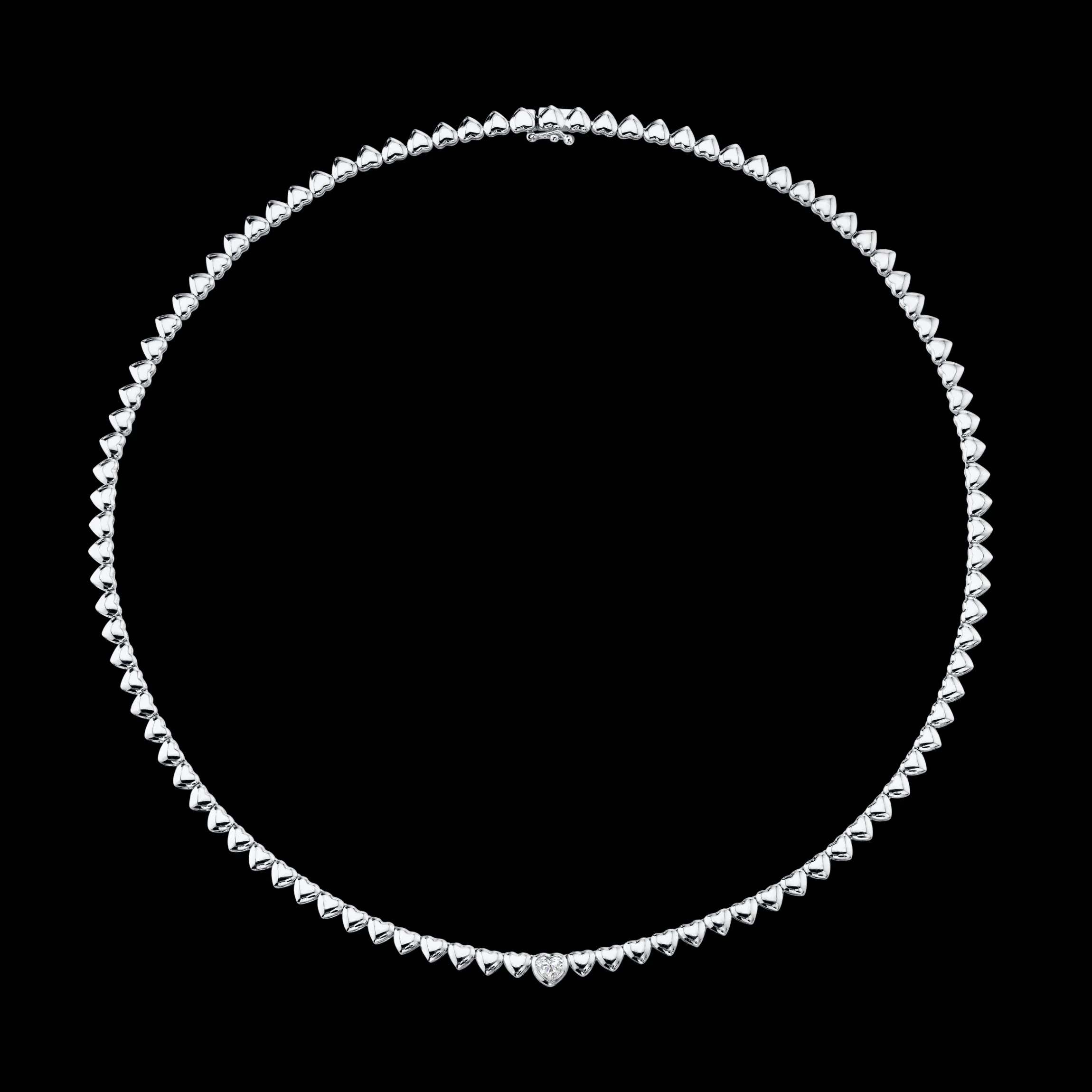 Discount HEART WITH BEZELED DIAMOND CENTER NECKLACE Chokers