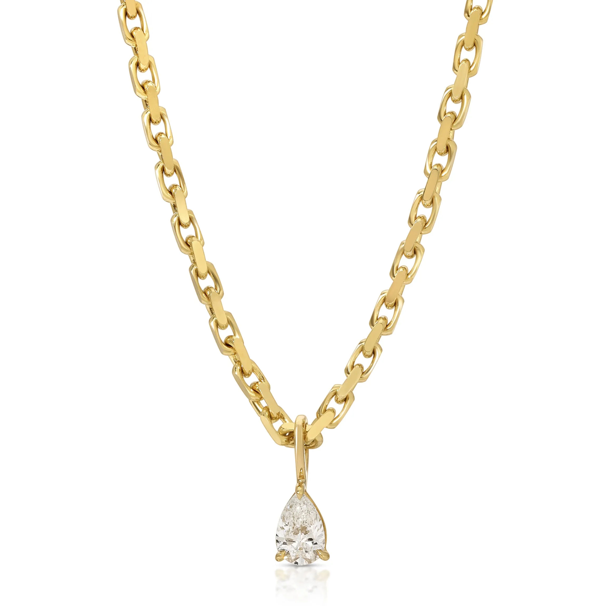 Hot HEAVY CHAIN WITH PEAR DIAMOND PENDANT Pendants