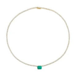 Store HEPBURN CHOKER WITH EMERALD CUT EMERALD CENTER One Of A Kind|Chokers