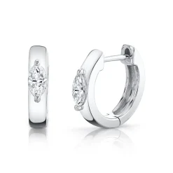 Fashion HUGGIES WITH MARQUISE DIAMOND CENTER Huggies