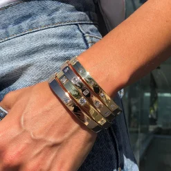 Best Sale INVERTED DIAMOND PRINCESS CUT OVAL BRACELET Bangles