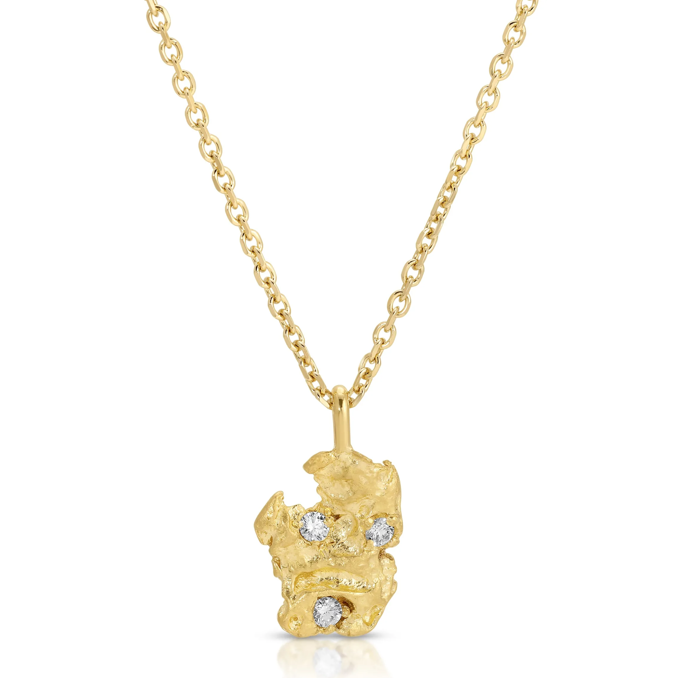 New 22K YELLOW GOLD NUGGET WITH THREE DIAMONDS One Of A Kind|Pendants