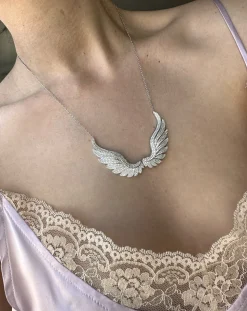 New LARGE DIAMOND WING NECKLACE Pendants