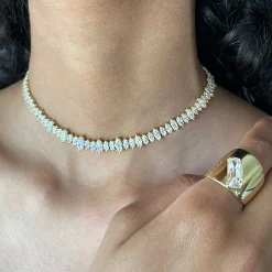 Shop LARGE MARQUISE DIAMOND CHOKER Chokers