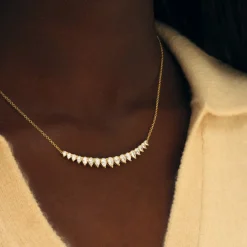 Clearance LARGE PEAR DIAMOND CRESCENT NECKLACE Pendants