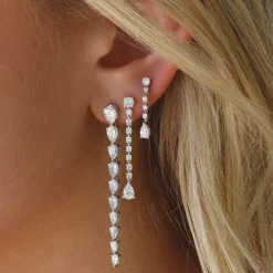 Store LARGE PEAR DIAMOND DROP EARRINGS Long