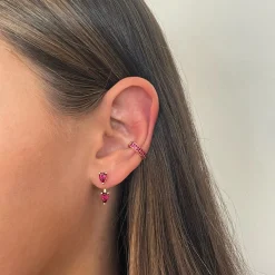 Hot LARGE PEAR RUBY ORBIT EARRING Orbit
