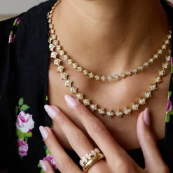 Clearance LARGE TULIP DIAMOND CHOKER Chokers
