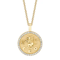 Cheap LEO ZODIAC COIN PENDANT WITH DIAMOND FRAME Pendants|Zodiac Coins