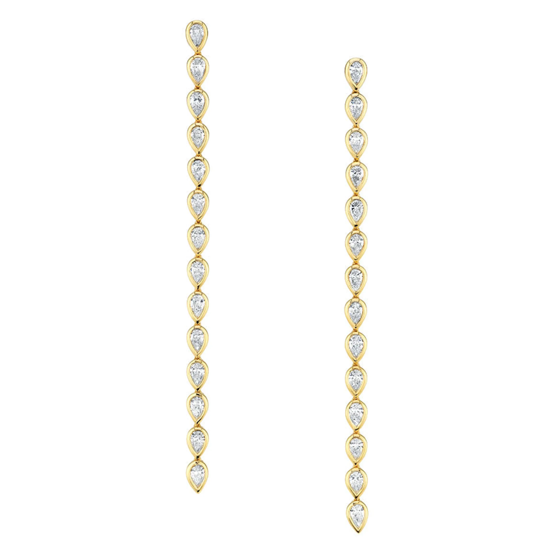 Best LONG PEAR DIAMOND BEZEL DROP EARRINGS Long