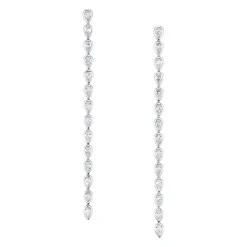 Best LONG PEAR DIAMOND BEZEL DROP EARRINGS Long