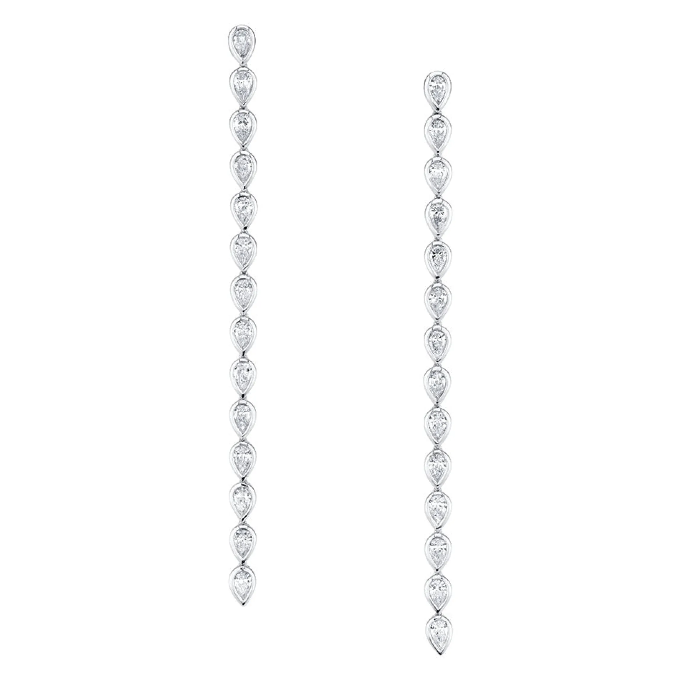 Best LONG PEAR DIAMOND BEZEL DROP EARRINGS Long