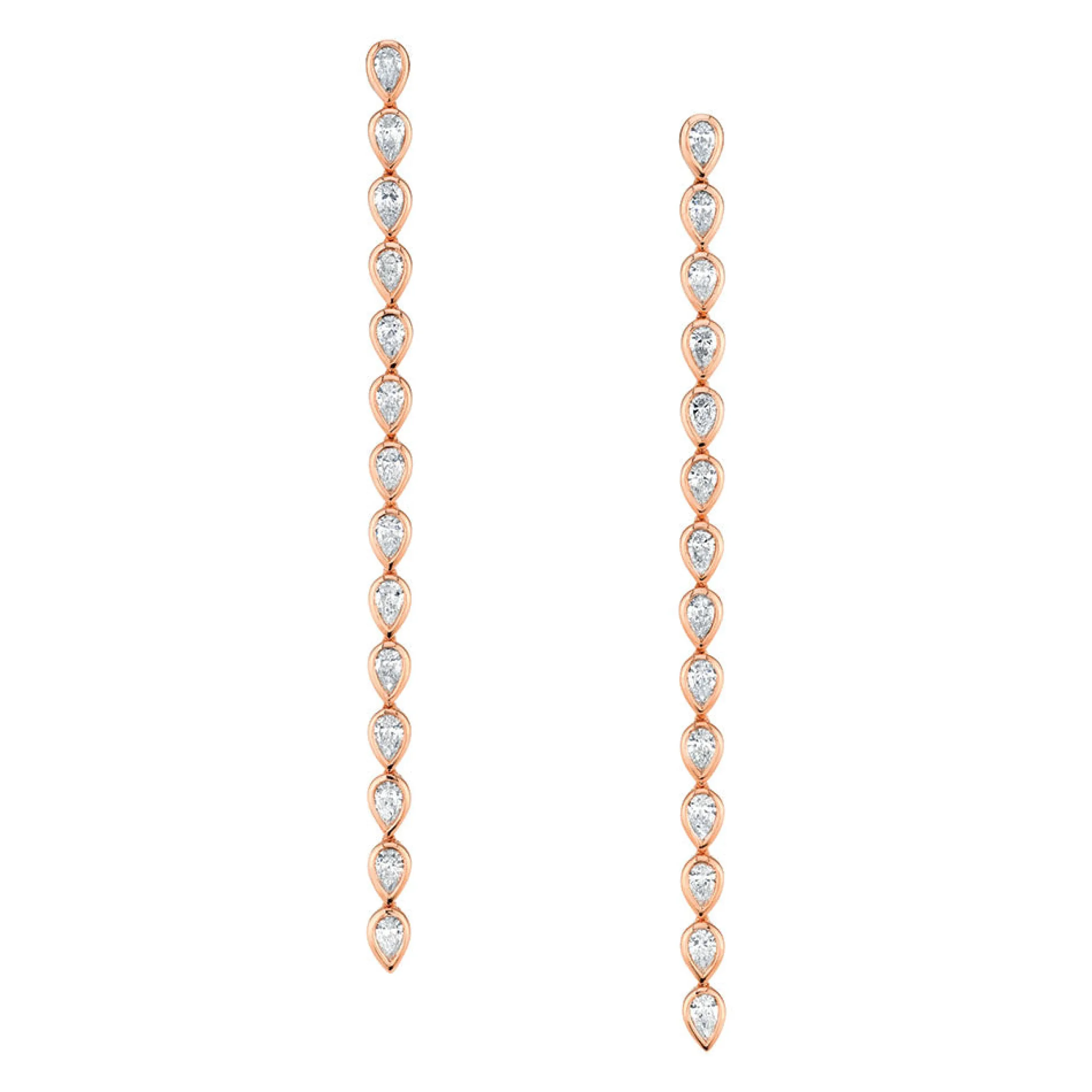 Best LONG PEAR DIAMOND BEZEL DROP EARRINGS Long
