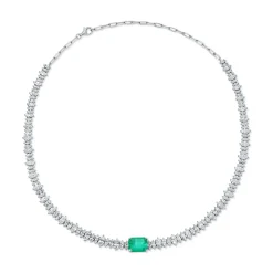 Best MARQUIS DIAMOND AND COLOMBIAN EMERALD CUT EMERALD CHOKER One Of A Kind