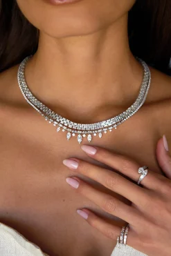 Hot MARQUISE, BAGUETTE AND ROUND DIAMOND CHOKER Chokers