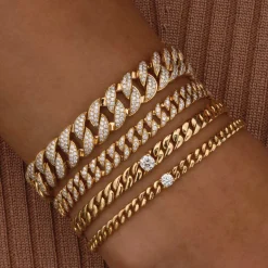 Best MEDIUM CUBAN LINK BRACELET WITH ROUND DIAMOND CENTER Chain Link