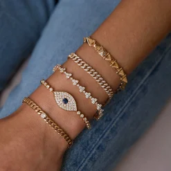 Best MEDIUM CUBAN LINK BRACELET WITH ROUND DIAMOND CENTER Chain Link