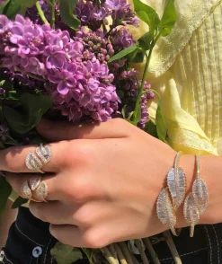 Hot MEDIUM LEAF DIAMOND RING Leaf