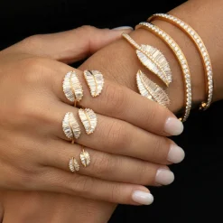 Fashion MEDIUM PALM LEAF DIAMOND RING Leaf