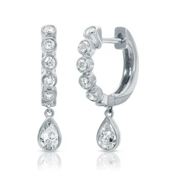 Clearance MELROSE BEZELED HUGGIES WITH PEAR DIAMOND DROP Huggies