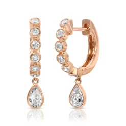 Clearance MELROSE BEZELED HUGGIES WITH PEAR DIAMOND DROP Huggies
