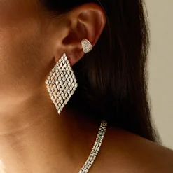 Outlet MESH MARQUIS DIAMOND EARRINGS Long