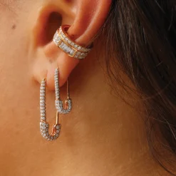 Cheap MINI DIAMOND SAFETY PIN EARRING Safety Pins & Clips