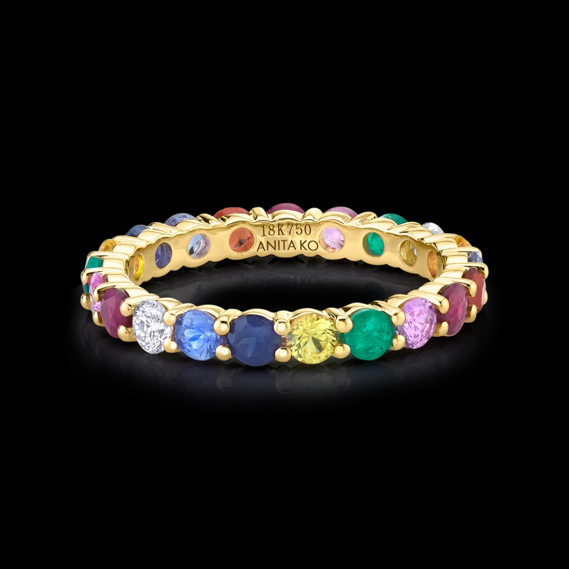 Outlet MULTI-COLORED GEMSTONE AND DIAMOND ETERNITY BAND Eternity|Stacking
