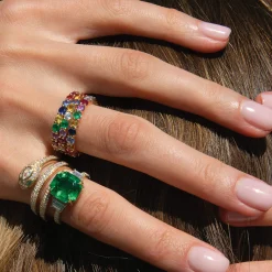 Outlet MULTI-COLORED GEMSTONE AND DIAMOND ETERNITY BAND Eternity|Stacking