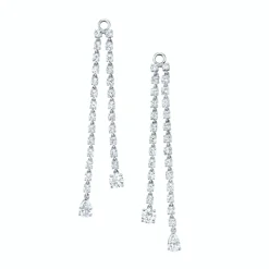 Cheap PAIR OF DOUBLE DRAPED DIAMOND ROPE EARRINGS WITH ROUND AND PEAR DIAMOND DROPS Long