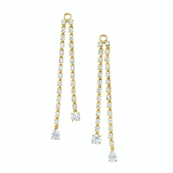 Cheap PAIR OF DOUBLE DRAPED DIAMOND ROPE EARRINGS WITH ROUND AND PEAR DIAMOND DROPS Long