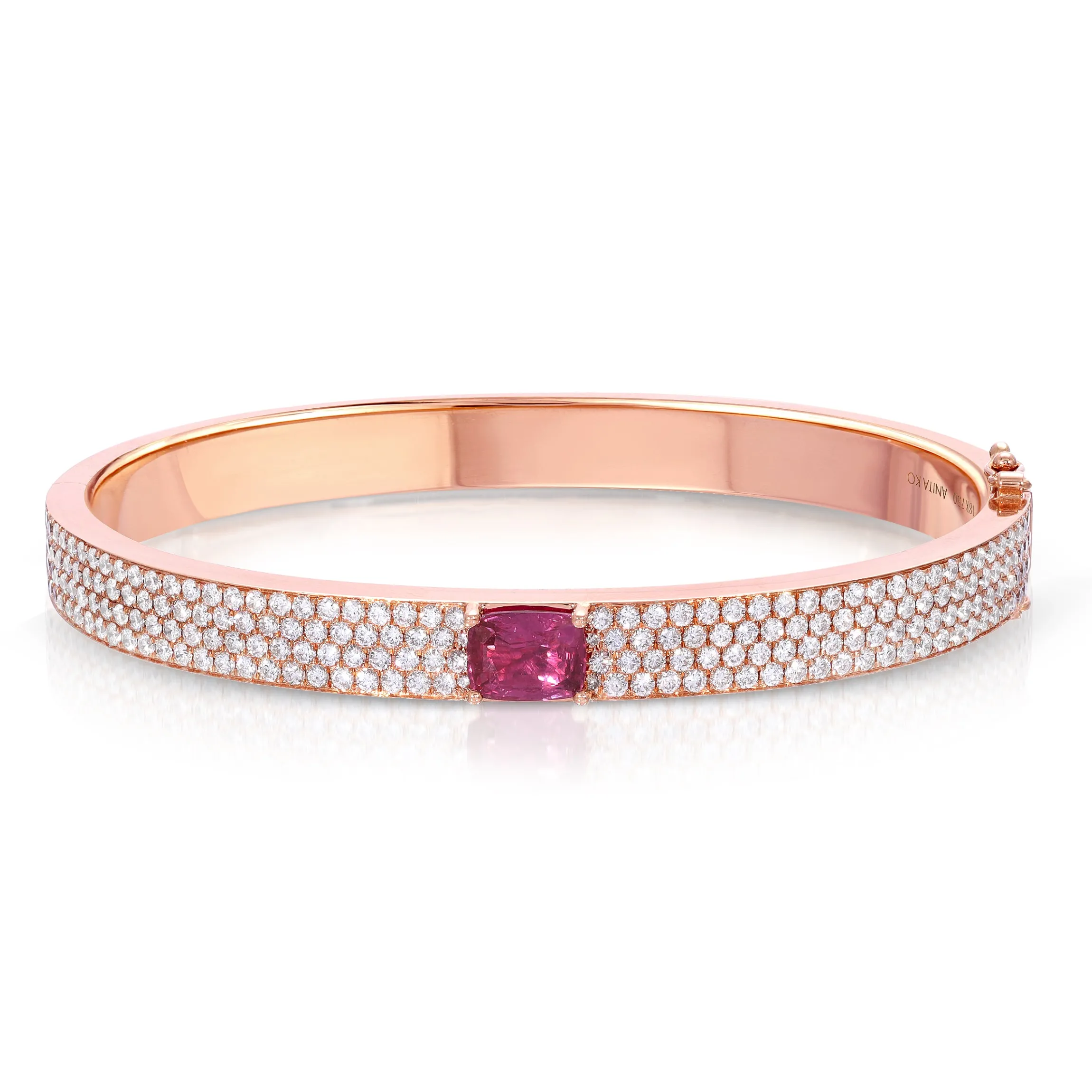 Cheap PAVÉ DIAMOND OVAL BRACELET WITH CUSHION CUT RUBY CENTER One Of A Kind
