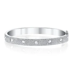 Shop PAVE DIAMOND INVERTED PRINCESS CUT OVAL BRACELET Bangles