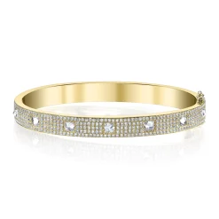 Shop PAVE DIAMOND INVERTED PRINCESS CUT OVAL BRACELET Bangles