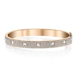 Shop PAVE DIAMOND INVERTED PRINCESS CUT OVAL BRACELET Bangles