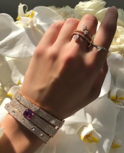 Shop PAVE DIAMOND INVERTED PRINCESS CUT OVAL BRACELET Bangles