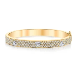 Outlet PAVE DIAMOND OVAL BRACELET WITH THREE TRILLION DIAMONDS Bangles