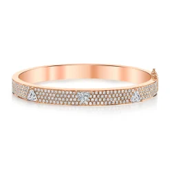 Outlet PAVE DIAMOND OVAL BRACELET WITH THREE TRILLION DIAMONDS Bangles